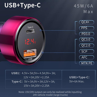 Baseus 45W ładowarka samochodowa podwójna ładowarka USB typu C ładowarka samochodowa metalowa ładowarka samochodowa QC3.0 4.0 szybkie ładowanie dla iPhone Samsung Huawei 4